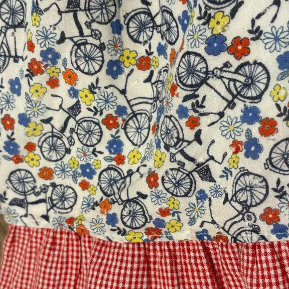 Pippa & Julie Bicycle Floral Dress Size 4 Whimsical Bike Print Gingham Bow - Picture 4 of 11